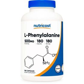 Nutricost L-Phenylalanine 500mg; 180 Capsules - Non-GMO, Amino Acid Supplement