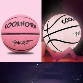 Luminous Luminous Basketball PU Soft Leather Outdoor Wear-resistant And Non-slip (Option: Luminous pink-5Ball)